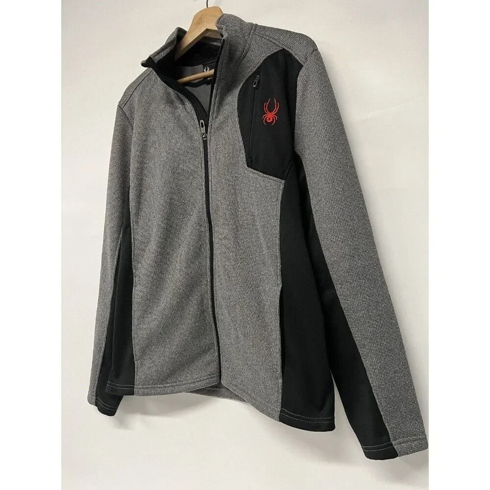 Men’s Spider Raider Gray Black Full Zip Fleece Lined Medium